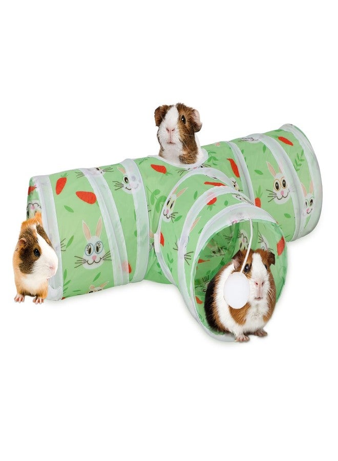 Rypet Guinea Pig Tunnel 3 Way Collapsible Small Pet Tunnels and Tubes with Interactive Ball for Baby Rabbit Ferret Hamster Chinchilla Hedgehog Hiding and Resting-Green - Image 1