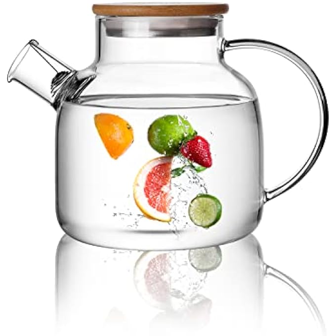 CnGlass Glass Teapot Stovetop Safe406Oz Clear Teapots With Removable Filter SpoutTeapot For Loose Leaf And Blooming Tea - Image 1