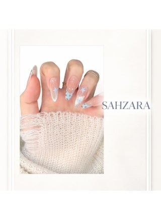 Blue Star Gradient French Tip Press On Nails | 30PCS Long Coffin Shape Reusable ABS Nail Set | Premium Glossy Sparkle Finish | Enhanced Size Variety for Perfect Fit | Durable Scratch-Resistant Waterproof Nails | Salon-Quality Elegant Nail Art for Party, Daily Wear & Gift - view 5