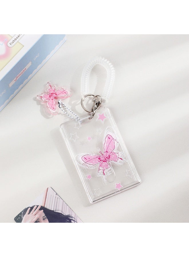 NIBEMINENT 1 - Piece Acrylic Butterfly Kpop Photo Card Holder Pendant Key Chain ID Badge Holder ID Card Holder Photo Card Protector for School ID Office ID Access Card for Women Girls - Image 1