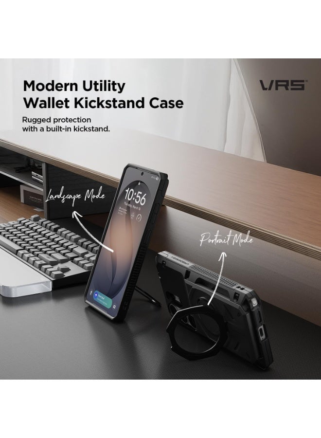 VRS Design Damda Glide Hybrid Samsung Galaxy S26 ULTRA (2026) Case Magnetic Mount Kickstand with Semi Auto Card Holder Slot [3-4 Cards] - Black (NO Wireless Charging) - Image 4