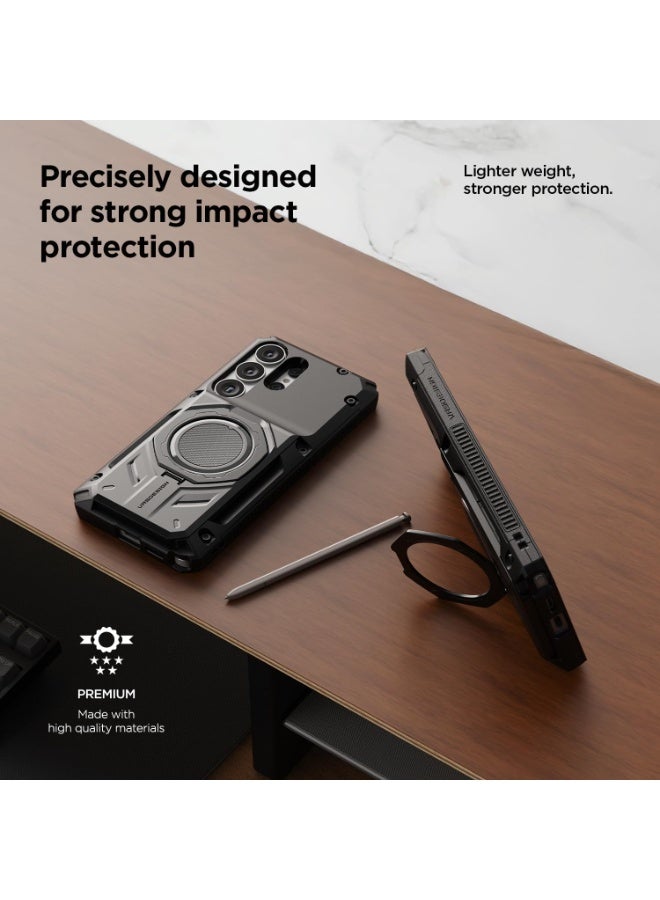 VRS Design Damda Glide Hybrid Samsung Galaxy S26 ULTRA (2026) Case Magnetic Mount Kickstand with Semi Auto Card Holder Slot [3-4 Cards] - Black (NO Wireless Charging) - Image 5