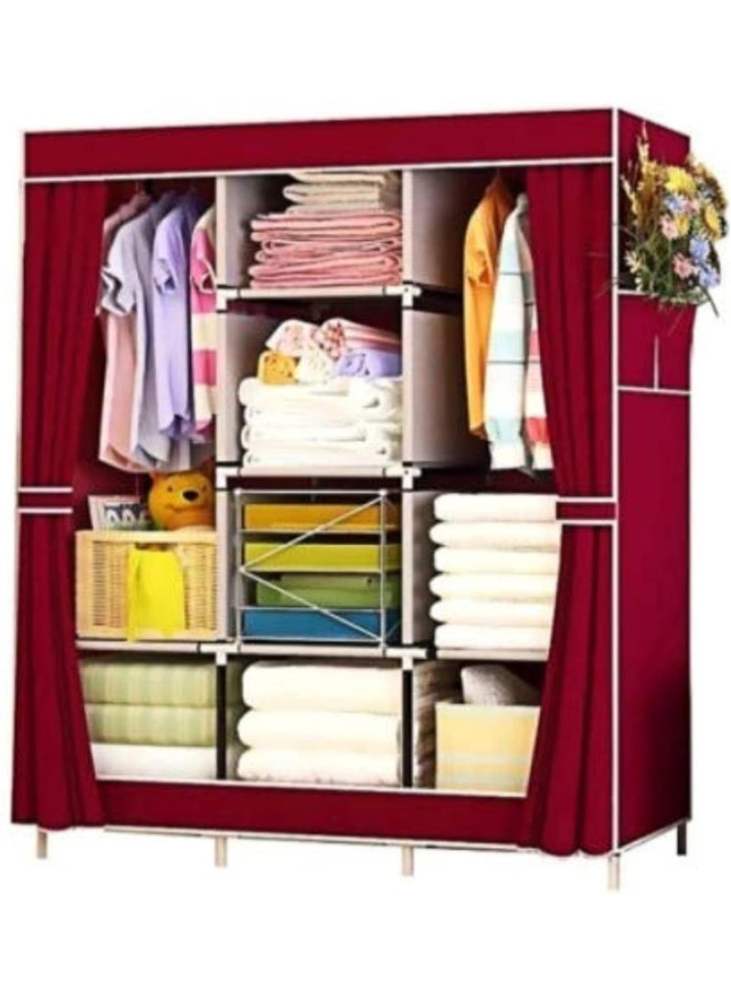 بلومنغ تايم خزانة ملابس بسيطة غير منسوجة، سهلة التركيب، مزودة بقسم تخزين، لون عنابي - Image 5