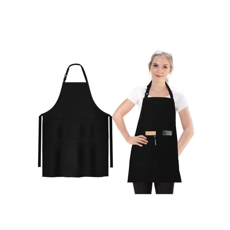 SOLARAE Chefs Apron for Men and Women, Top-notch Black Bib Aprons Water& Oil Resistant Chefs Apron Black Bib Aprons Kitchen Apron Premium Quality Bulk Bib Aprons Professional Chef Aprons for Cooking - Image 1