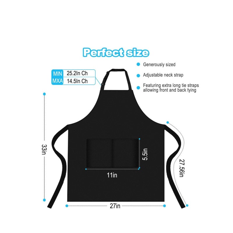 SOLARAE Chefs Apron for Men and Women, Top-notch Black Bib Aprons Water& Oil Resistant Chefs Apron Black Bib Aprons Kitchen Apron Premium Quality Bulk Bib Aprons Professional Chef Aprons for Cooking - Image 4