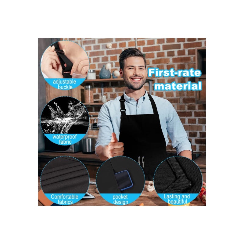 SOLARAE Chefs Apron for Men and Women, Top-notch Black Bib Aprons Water& Oil Resistant Chefs Apron Black Bib Aprons Kitchen Apron Premium Quality Bulk Bib Aprons Professional Chef Aprons for Cooking - Image 3