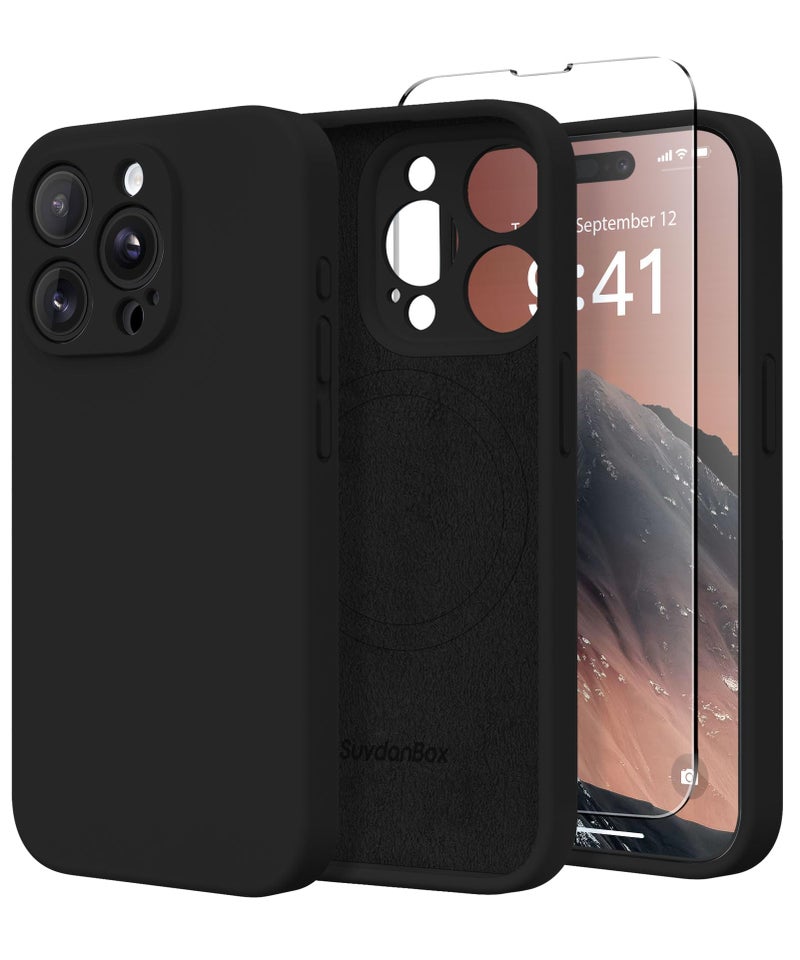 SuydanBox Magnetic for iPhone 13 Pro Case, Compatible with MagSafe, [Full Camera Protection][Screen Protector] Silicone Shockproof Protective Phone Case for iPhone 13 Pro 6.1", Black - Image 1