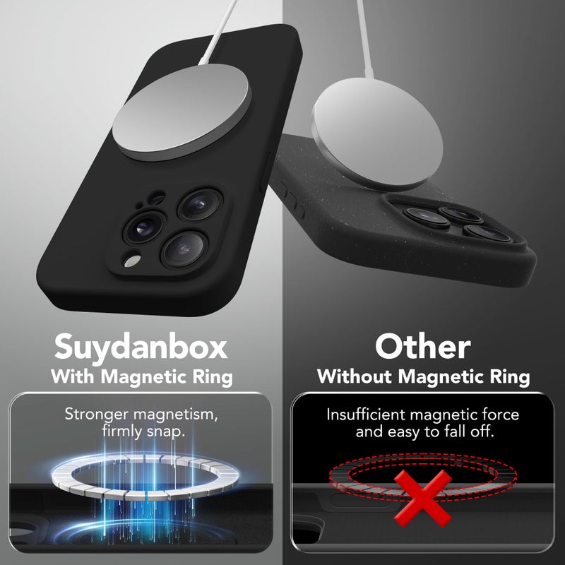 SuydanBox Magnetic for iPhone 13 Pro Case, Compatible with MagSafe, [Full Camera Protection][Screen Protector] Silicone Shockproof Protective Phone Case for iPhone 13 Pro 6.1", Black - Image 5
