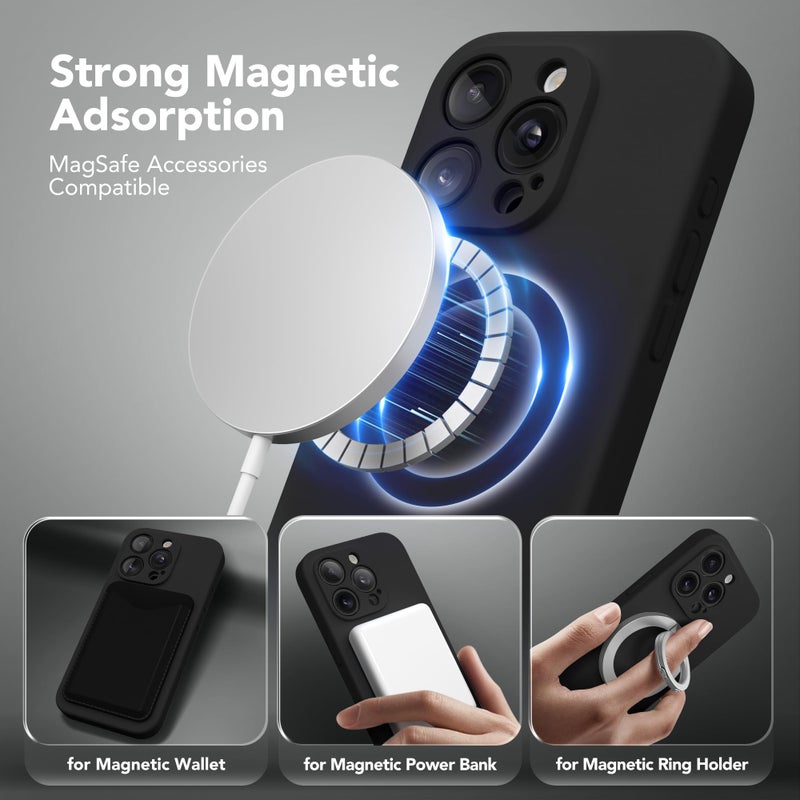 SuydanBox Magnetic for iPhone 13 Pro Case, Compatible with MagSafe, [Full Camera Protection][Screen Protector] Silicone Shockproof Protective Phone Case for iPhone 13 Pro 6.1", Black - Image 2