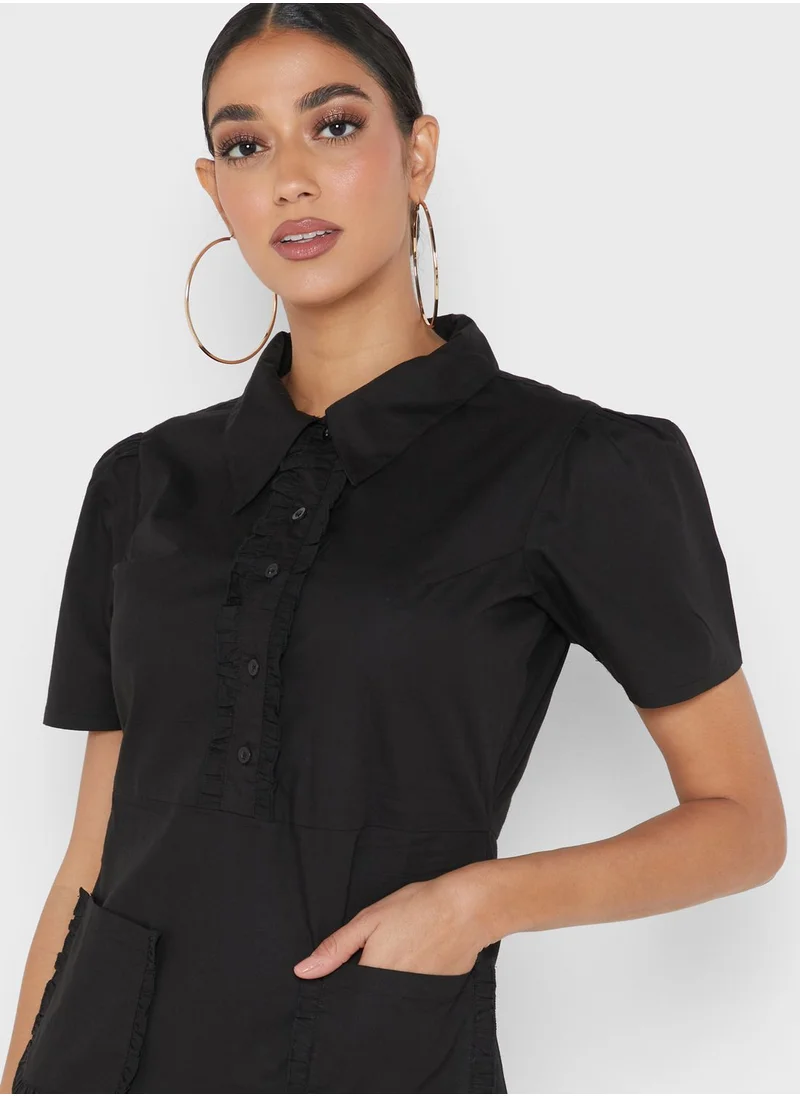 THE VANCA Pocket Button Detail Dress