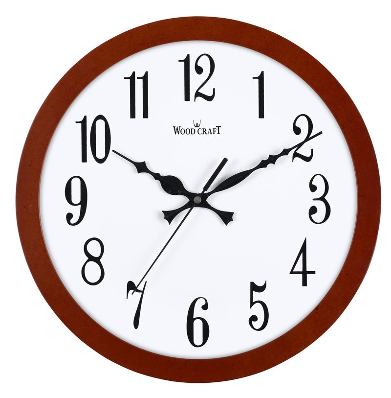 Wood Craft WS-1008: Wooden, Modern Wall Clock - 32cm x 32cm x 4cm (Size - Medium), Brown Frame-White Dial, Round - Image 4