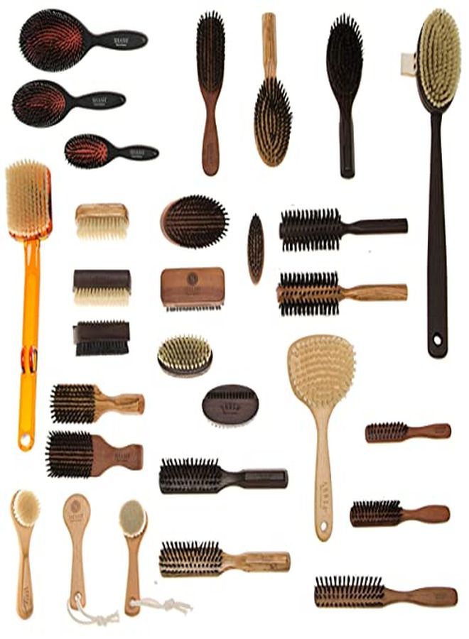 SHASH في ألمانيا - فرشاة من شعيرات الخنزير النايلون مناسبة للشعر العادي إلى الكثيف - تفكك الشعر بلطف، دون شد أو تشققات - تطرّى وتحسن ملمس الشعر، تنشط فروة الرأس (متوسطة) - Image 3