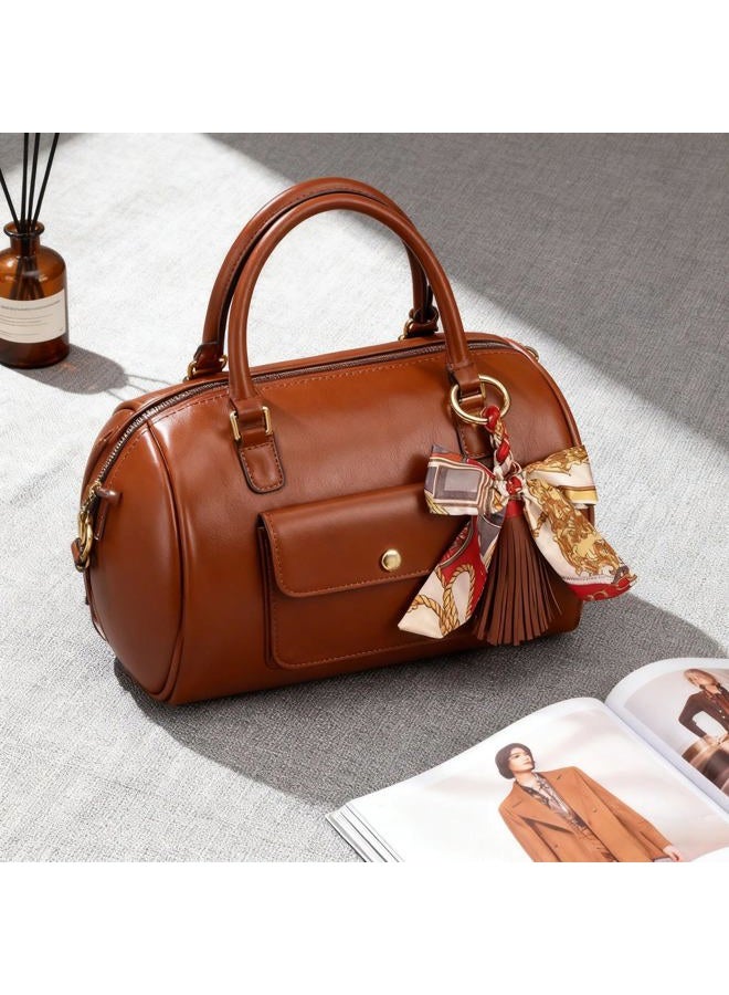 QTMY Silk Ribbon Bow Tassel Bag Pendant Charm Keyring Keychain for Women Purse Handbag Decor, Brown, 5" - Image 4