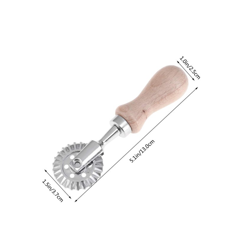 Zikra Pastry and Pasta Cutter Wheel, Stainless Steel Biscuit Mold Cookie Cutter Lace-up Embossed Baking Tool Dessert Pastry Mold with Wooden Handle - Image 3