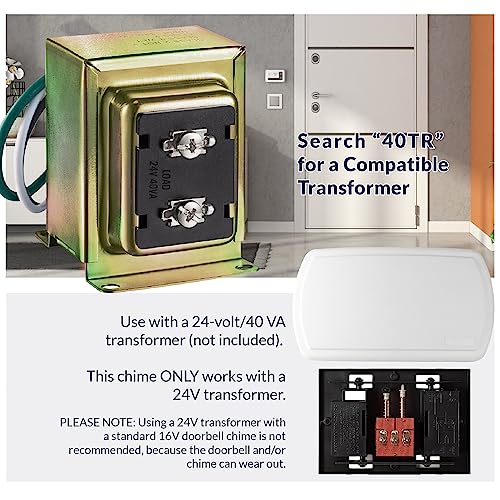Newhouse Hardware CHM24V White 24-Volt Wired Doorbell Chime | Electrical Door Bell for Homes | Hard-Wired Door Chimes with Front Door Ding-Dong and Rear Tone | Home Improvement Electrical Equipment - Image 4