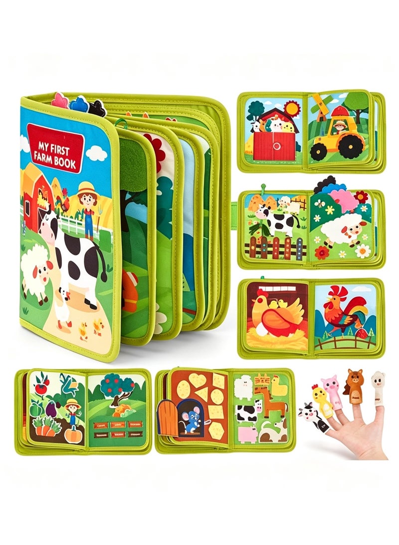 Montessori Farm Busy Book for Toddlers 1-3 Years Old - 20-in-1 Educational Activity Quiet Board Toy - Image 3