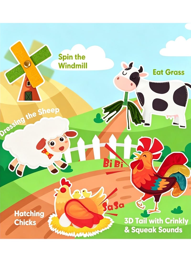 Montessori Farm Busy Book for Toddlers 1-3 Years Old - 20-in-1 Educational Activity Quiet Board Toy - Image 4