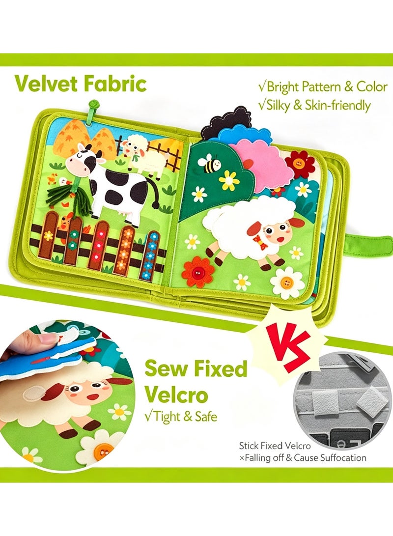 Montessori Farm Busy Book for Toddlers 1-3 Years Old - 20-in-1 Educational Activity Quiet Board Toy - Image 1