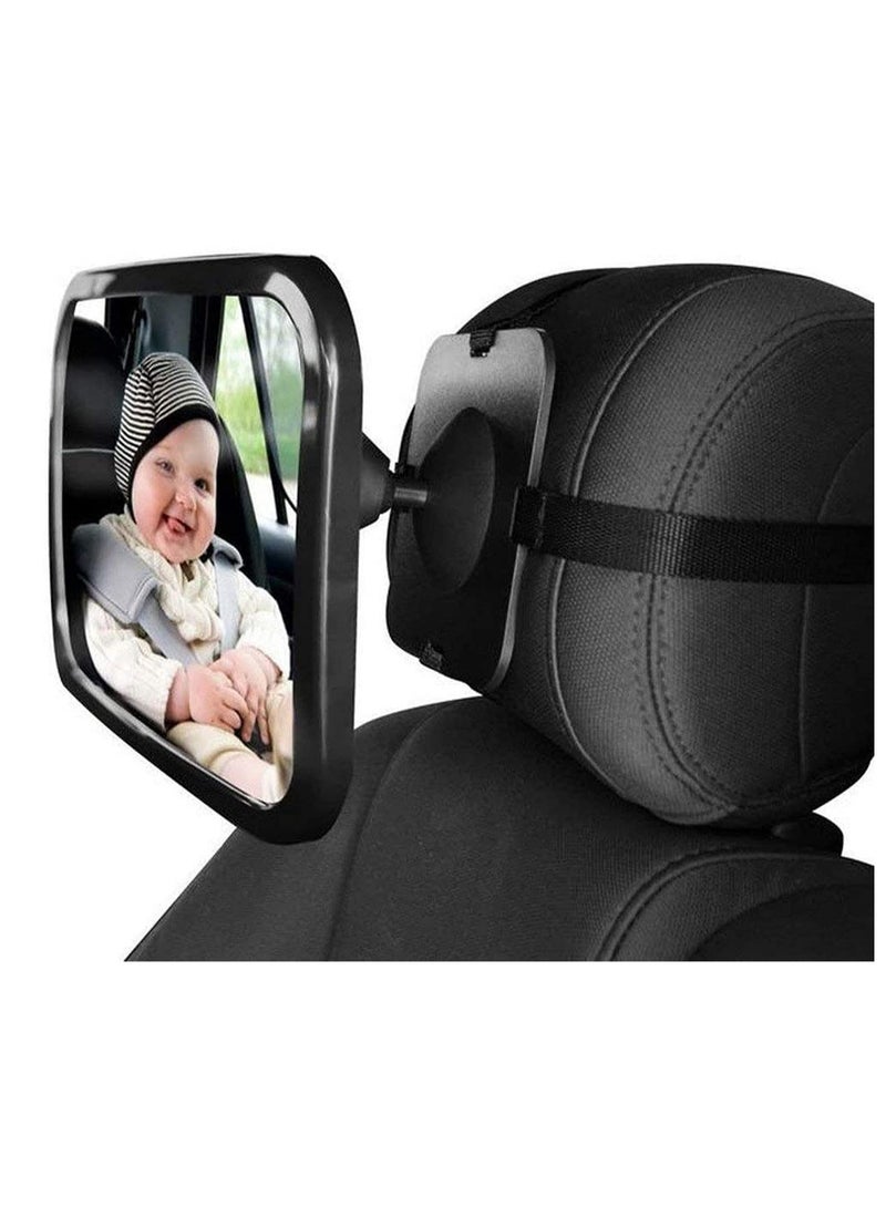 Adjustable Belt Back Seat Car Inner Mirror Square Rear View Headrest Mount Safety Baby Kids Monitor 360 Degree Adjustable Baby Car Backseat Mirror Facing Rear Seat Car Styling - Image 1