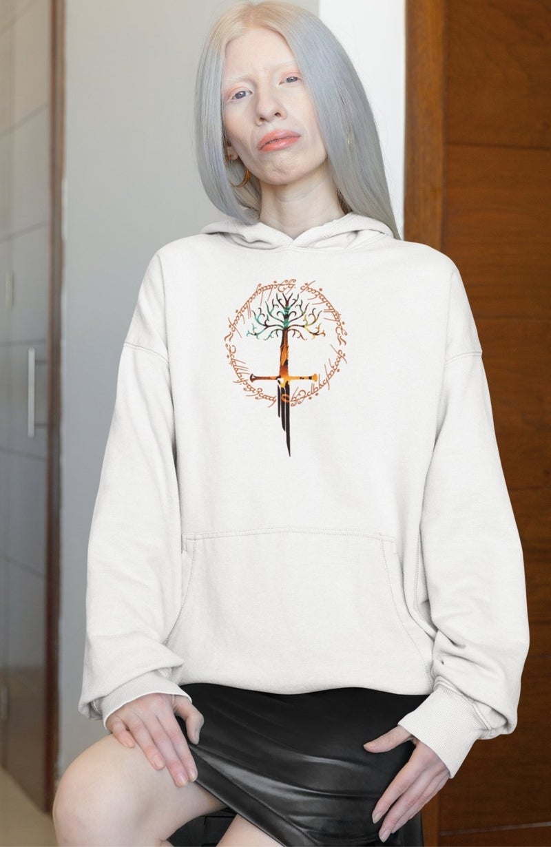 Fuddy Moda Lord Of Rings Back Printed Hooded Sweatshirt, Oversize Lord Of The Rings Printed Hoodie - Image 3