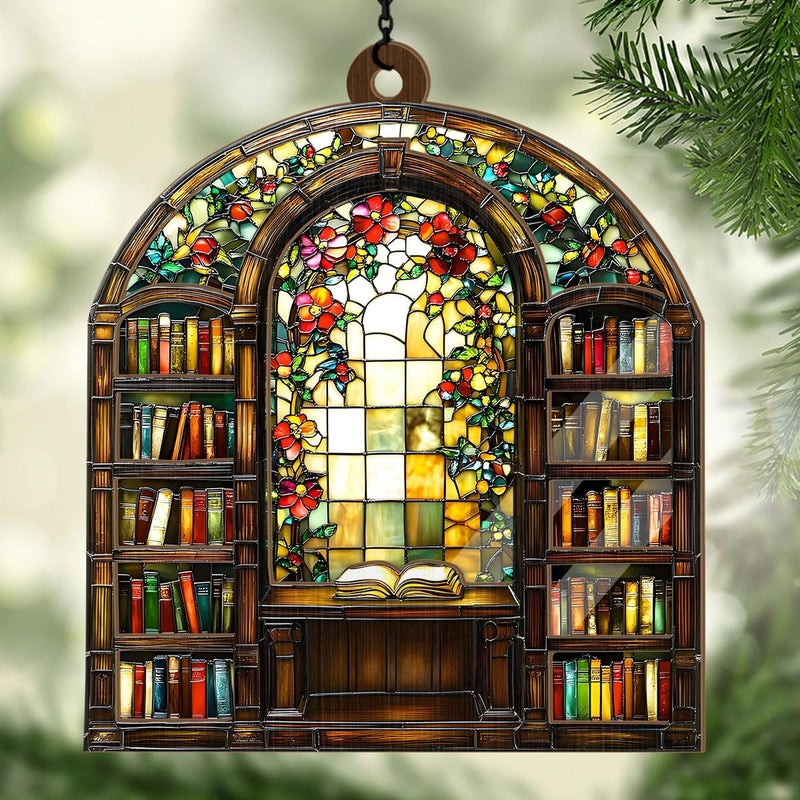 Jesuspirit - Window Hanging Suncatcher – Crystal Clear Acrylic & Wood Sun Catcher for Home Decor, for Women (Library Bookshelf, 6 Inches) - Image 4