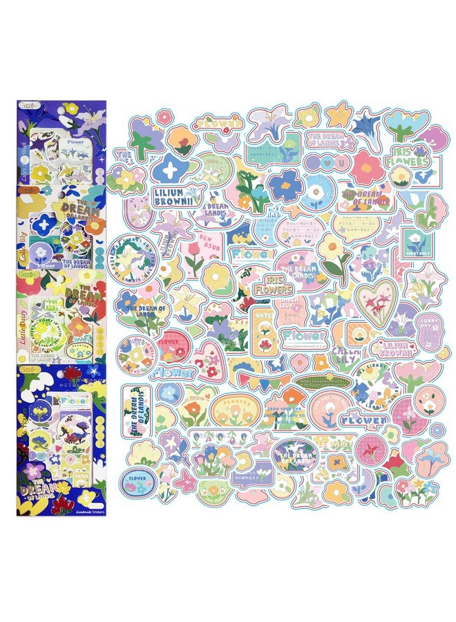 فنبلاست مجموعة ملصقات FunBlast Kawaii - 16 ورقة (100+ قطعة) ملصقات ثلاثية الأبعاد DIY للبنات، ملصقات جمالية، ملصقات للتدوين، سكرابوكينغ، مجموعة ملصقات لطيفة (زهور - 4 × 4 = 16 ورقة) - Image 1