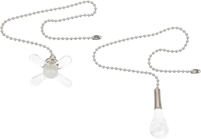 هومويويو 2 قطعة زخارف سلسلة سحب مروحة السقف الزجاجية بلورية شفافة للاستبدال - Image 1