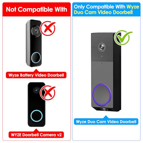 Annkoifu Adhesive Door Mount Compatible with Wyze Duo Cam Doorbell Only, No-Drill Mounting Bracket for Wyze, Not Blocking Doorbell Sensor, Apartment Door Bell Kits for Wyze Doorbell Camera - Image 2