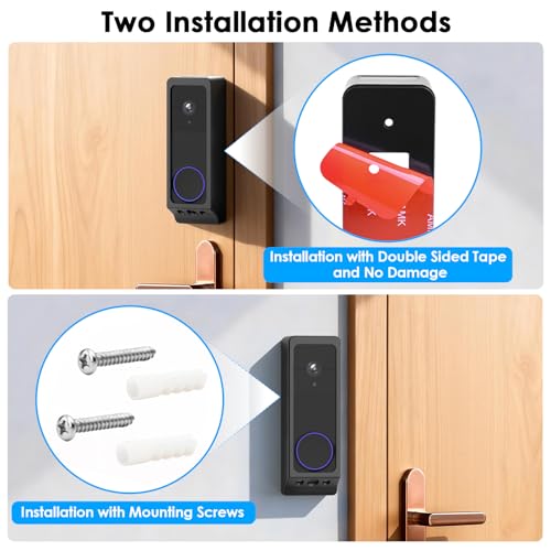 Annkoifu Adhesive Door Mount Compatible with Wyze Duo Cam Doorbell Only, No-Drill Mounting Bracket for Wyze, Not Blocking Doorbell Sensor, Apartment Door Bell Kits for Wyze Doorbell Camera - Image 4