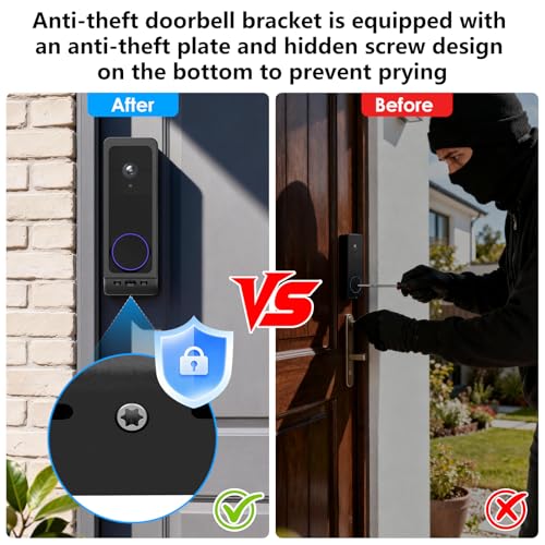 Annkoifu Adhesive Door Mount Compatible with Wyze Duo Cam Doorbell Only, No-Drill Mounting Bracket for Wyze, Not Blocking Doorbell Sensor, Apartment Door Bell Kits for Wyze Doorbell Camera - Image 3