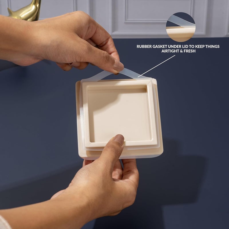 NAYASA Miracle Dry Fruit,4 Pcs Container Serving Tray Set,600 ML Each,Multipurpose Plastic Serving Set,Premium Design,BPA Free,Food Grade,Air-Tight Lid,Snack Organizer Tray,Ivory,Multicolor - Image 3