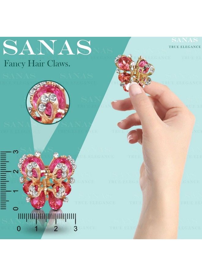 Sanas إكسسوارات شعر ماسية 4 قطع مشابك شعر فراشة حجرية إكسسوارات شعر للنساء مشابك للنساء مشابك مخلب إكسسوارات شعر ثقافات للشعر للنساء مشابك شعر معدنية 4 قطع - Image 3