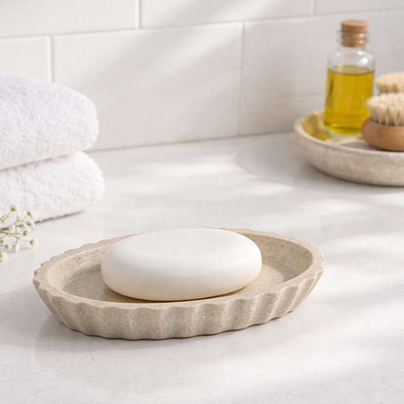 Pan Home Florence Polyresin Soap Dish 14x10x2cm - Beige - 211HEL9900826 - Image 1