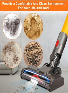 KASTWAVE ملحقات المكنسة الكهربائية لـ Dyson V8 V11 V10 V7 V15، ملحق مكنسة كهربائية للأرضيات الخشبية من Motorhead مع ضوء LED، قطع غيار رأس فرشاة تنظيف توربو رول على شكل حرف V  - Image 5