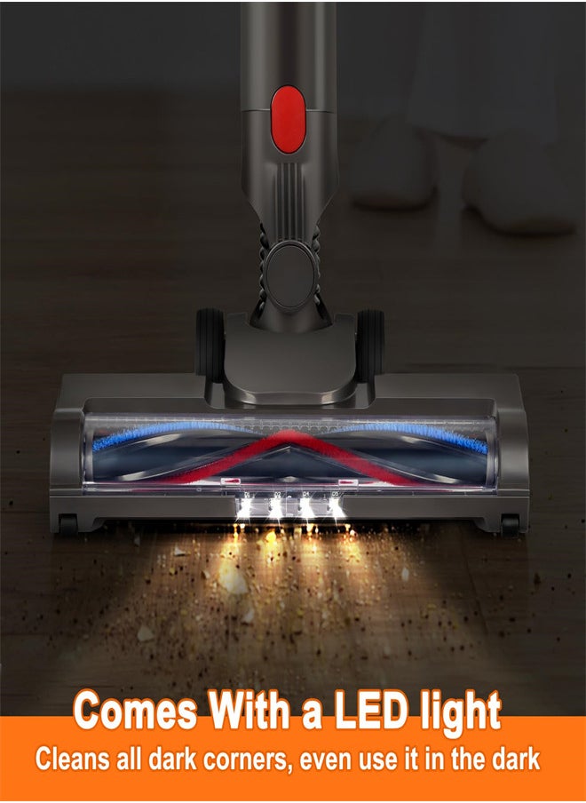 KASTWAVE - ملحقات المكنسة الكهربائية لـ Dyson V8 V11 V10 V7 V15، ملحق مكنسة كهربائية للأرضيات الخشبية من Motorhead مع ضوء LED، قطع غيار رأس فرشاة تنظيف توربو رول على شكل حرف V - Image 1