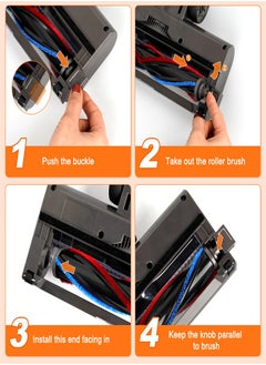 KASTWAVE ملحقات المكنسة الكهربائية لـ Dyson V8 V11 V10 V7 V15، ملحق مكنسة كهربائية للأرضيات الخشبية من Motorhead مع ضوء LED، قطع غيار رأس فرشاة تنظيف توربو رول على شكل حرف V  - Image 2