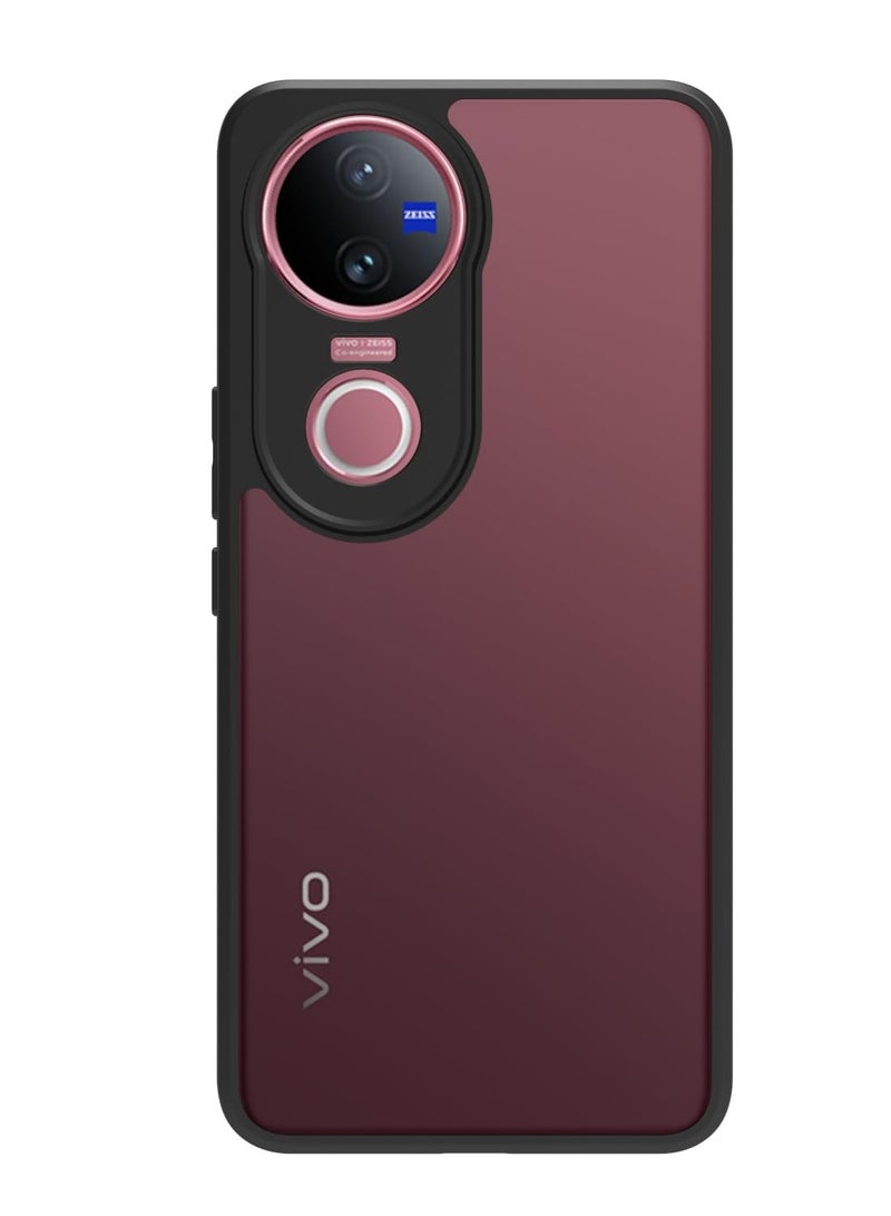 Case Cover Shockproof Hard PC Back Soft TPU Frame Matte Black Slim Protective Cover Compatible with  Vivo V50 ( Black) - Image 2