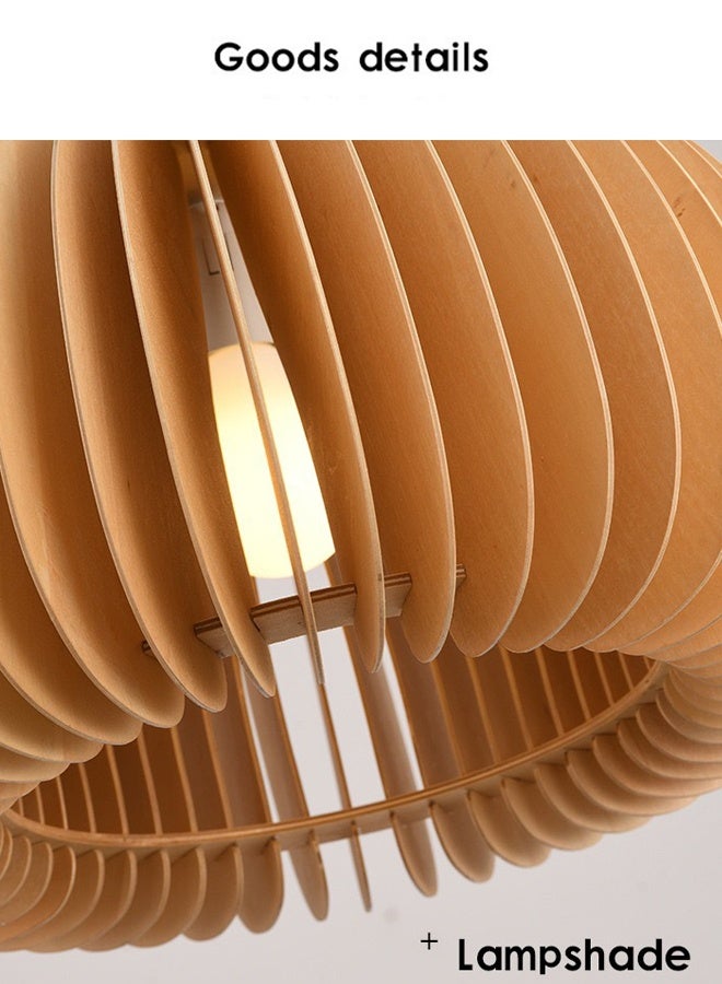 Sumkyle Wooden Scallop Pendant Light, Wabi-Sabi Layered Wood Chandelier, Minimalist Natural Wood Hanging Lamp for Dining Table Kitchen Bar - Image 4