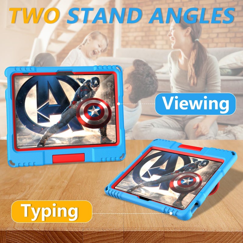 Lainergie Kids Case for iPad (A16) 11th Generation 11 Inch 2025 & iPad 10th Generation 10.9 Inch 2022, Lightweight Shockproof Kids-Friendly Case Built-in Screen Protector with Handle Stand, Blue - Image 4