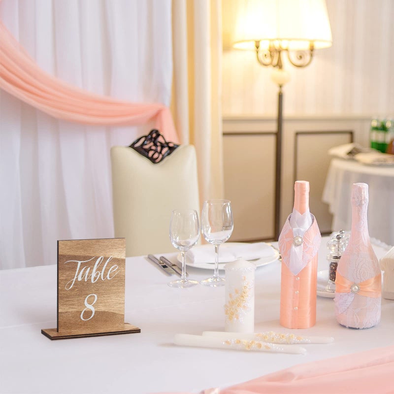 Chunful 20 Pcs Wedding Wooden Table Numbers with Wooden Base Rustic Wedding Centerpieces for Tables Number Sign for Banquet Restaurant Party Decor(Classic Style) - Image 5