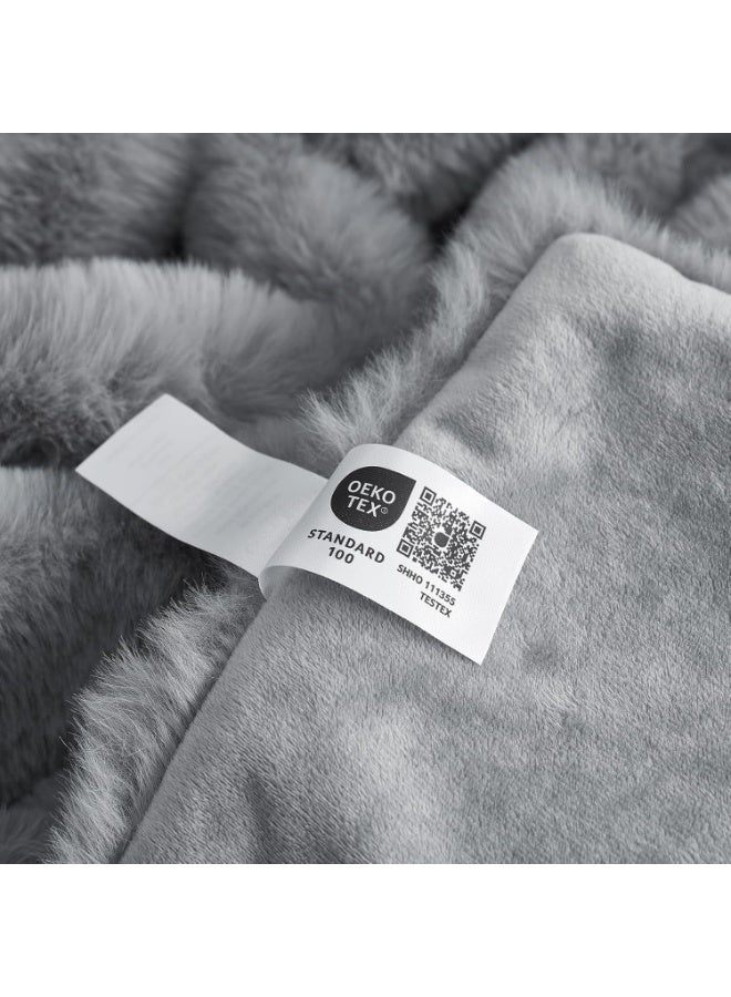 كيلا Cozy Bliss Faux Fur Throw Blanket for Couch, Fuzzy Soft Plush السميك Bubble Blanket for Sofa Bedroom Living Room,70*100 سم رمادي فاتح - Image 5