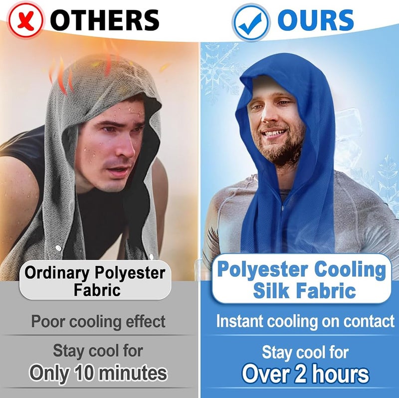 Acostop Cooling Hoodie Towels, Absorbent & Quick Drying Sweat Towel Wraps for Neck and Face, Long-Lasting Cooling and Sun Protection in Hot Weather Summer Outdoor Accessories, 4 Pcs, Blue & Black - Image 2