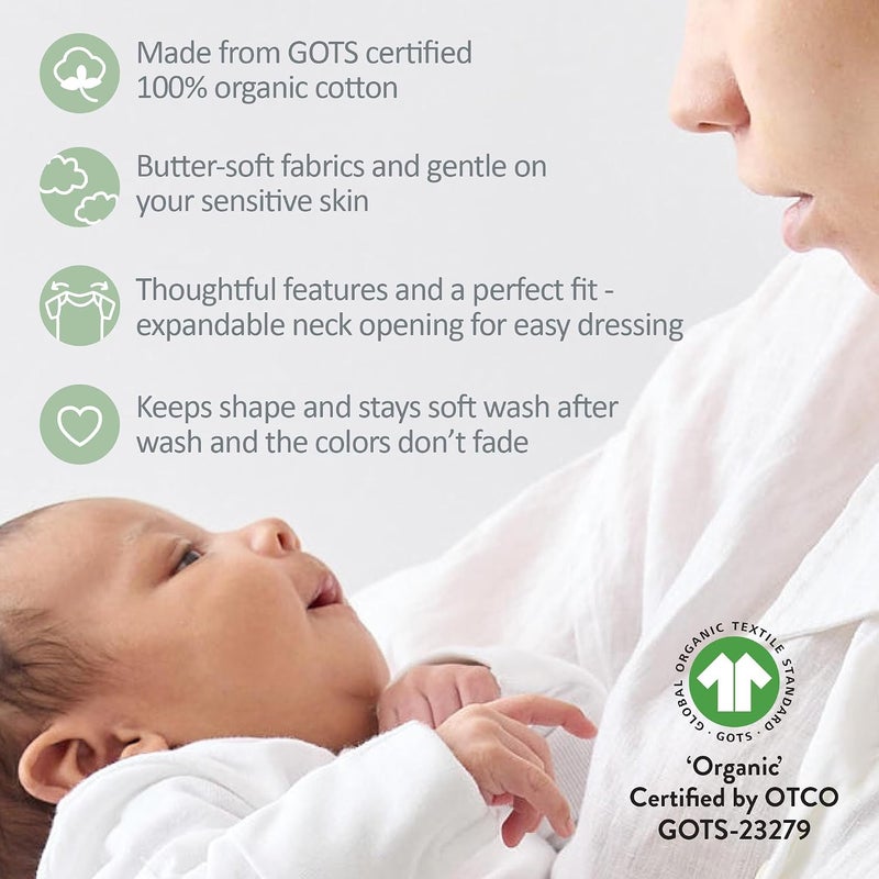 Butterblu Avery 5-Pack Short Sleeve Bodysuits​ 100% Organic Cotton for Baby Boys​ & Girls - Image 5