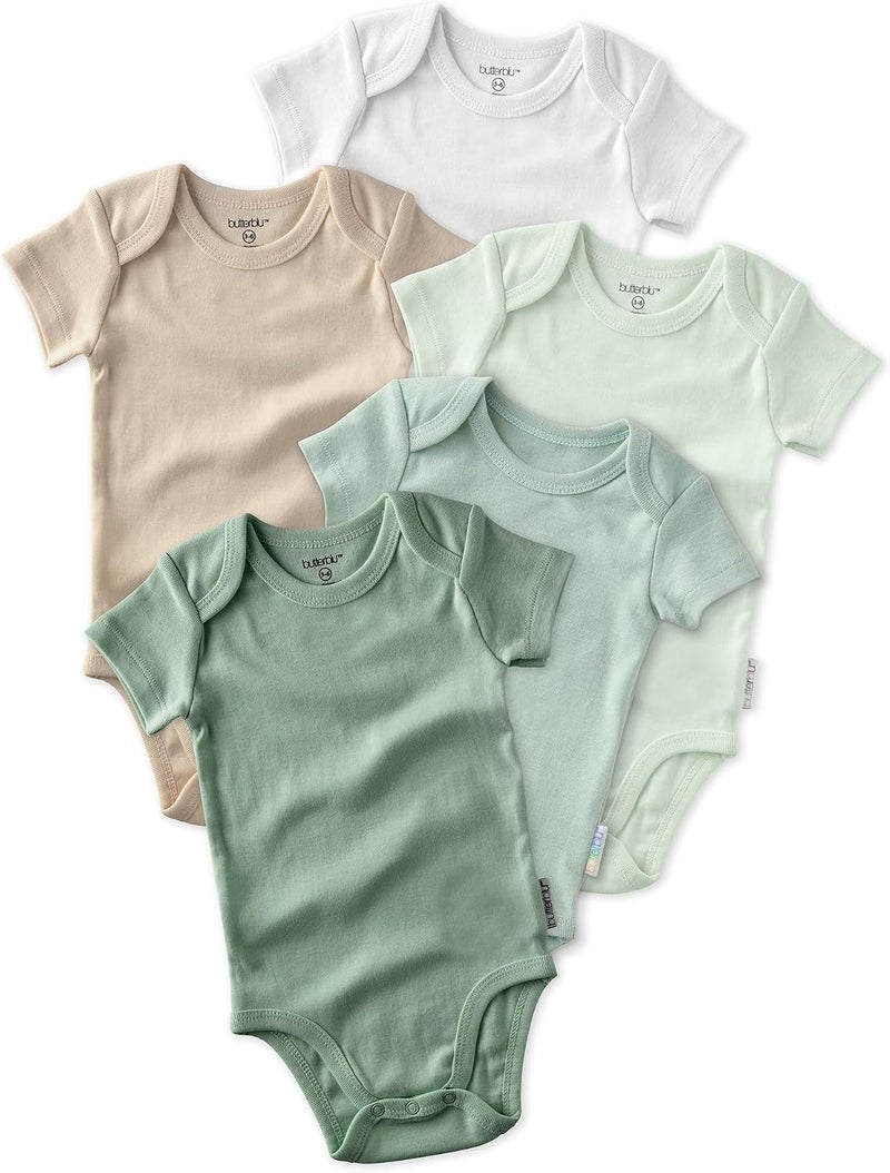 Butterblu Avery 5-Pack Short Sleeve Bodysuits​ 100% Organic Cotton for Baby Boys​ & Girls - Image 1