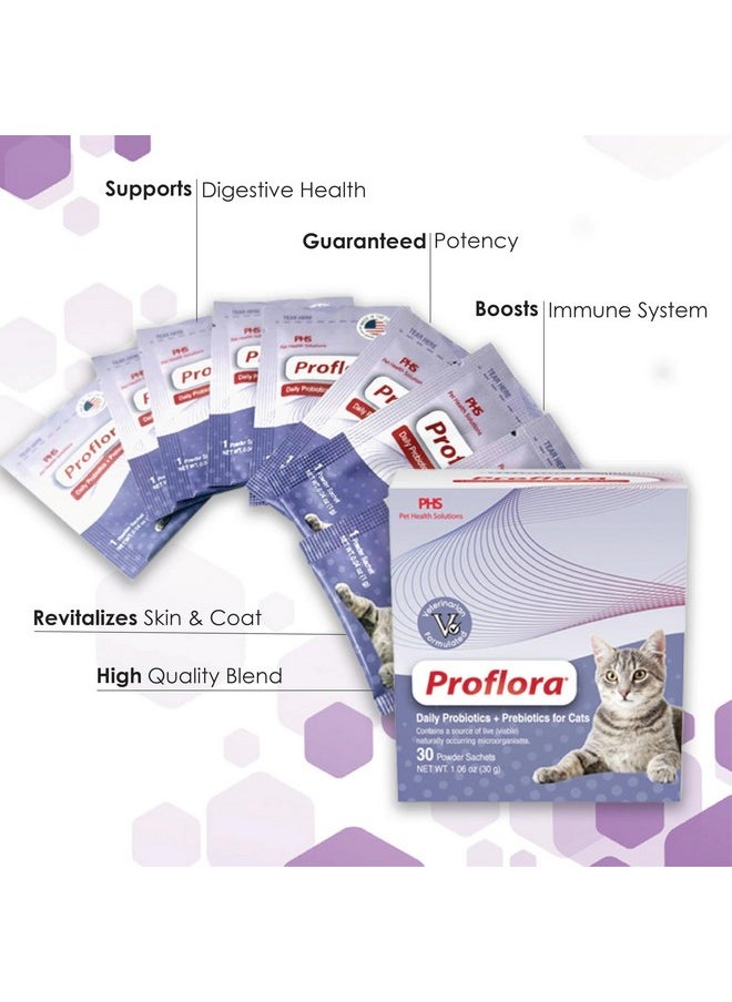 Proflora - Probiotics For CatsComplete Gut Health & Immune Support. Easy To Use Digestive MultiStrain Probiotics. Easier Diet Transitions, Healthier Skin & Coat & Helps Treat Diarrhea. 30 Packets. - Image 1