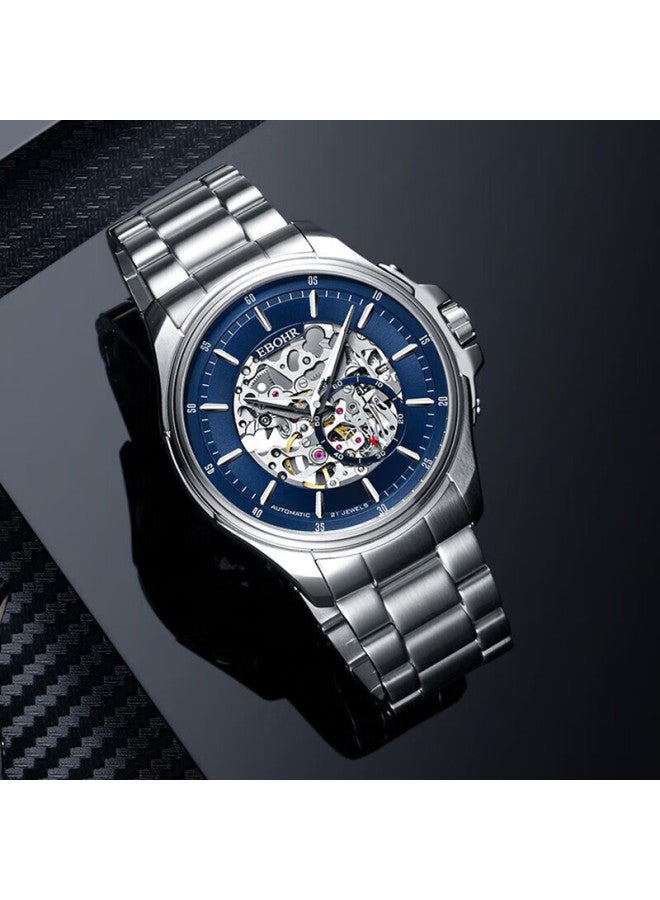 Ebohr Men'S Watch Explorer Series Trendy Blue Fashion Holiday Gift Mechanical Watch 51280314 For Boyfriend - Image 4