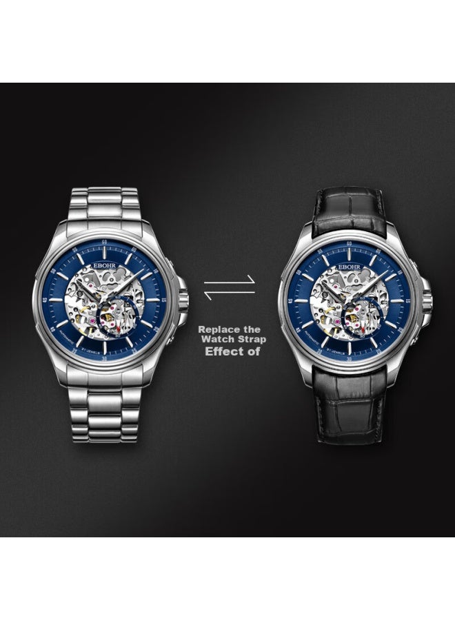 Ebohr Men'S Watch Explorer Series Trendy Blue Fashion Holiday Gift Mechanical Watch 51280314 For Boyfriend - Image 2