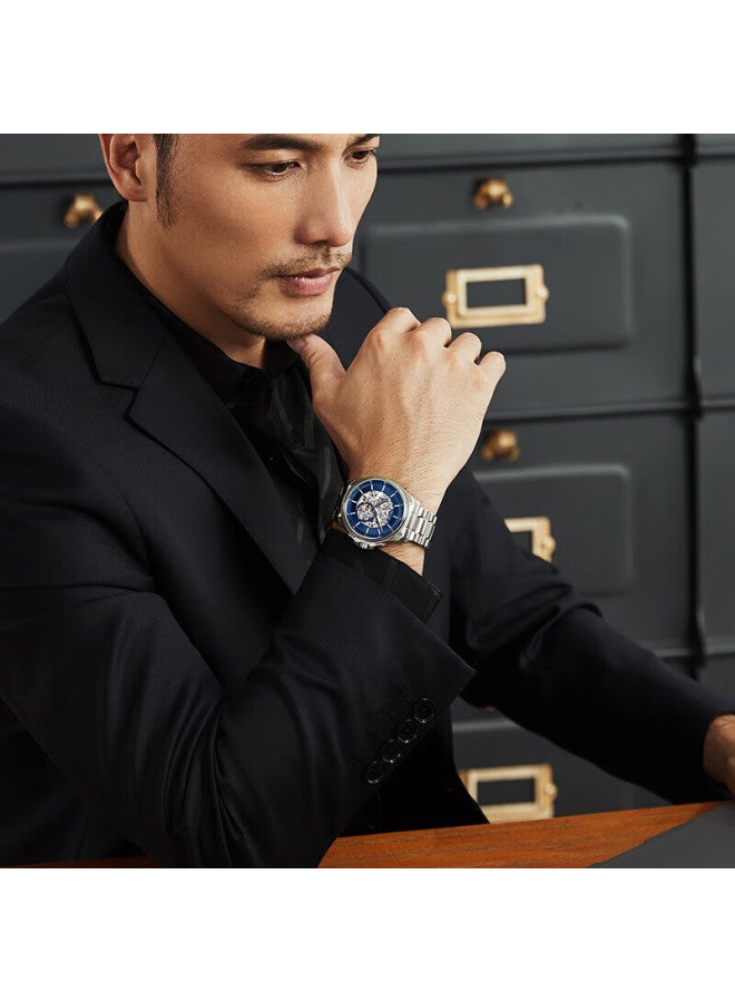Ebohr Men'S Watch Explorer Series Trendy Blue Fashion Holiday Gift Mechanical Watch 51280314 For Boyfriend - Image 1
