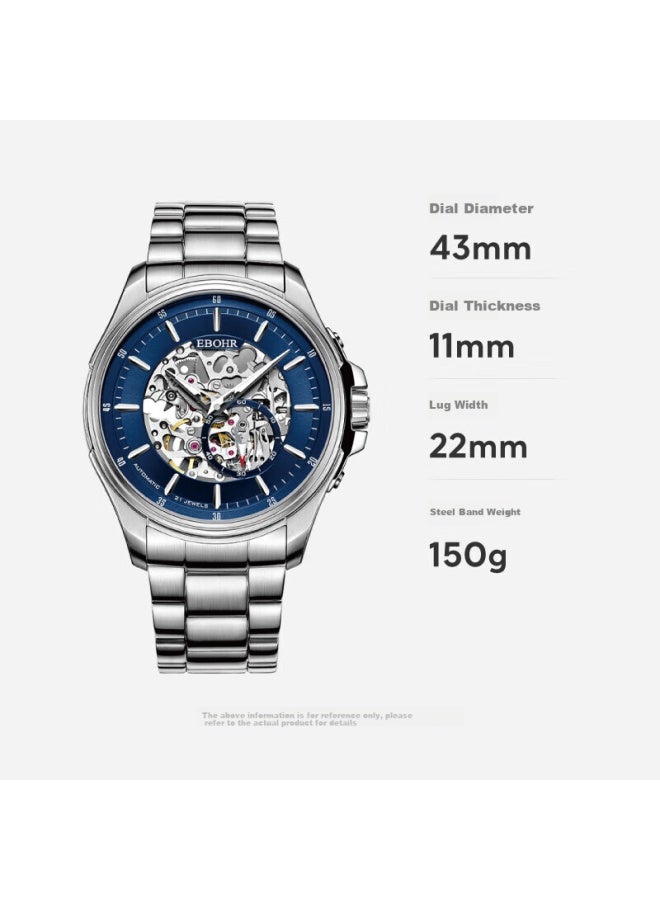 Ebohr Men'S Watch Explorer Series Trendy Blue Fashion Holiday Gift Mechanical Watch 51280314 For Boyfriend - Image 5