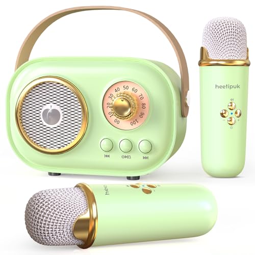 heetipuk Mini Karaoke MachineWhite Elephant GiftsStocking Stuffers for Teen Christmas Gifts for 312 Years Old Portable Bluetooth Speaker with Wireless Microphone Kids Boys GirlsGreen - Image 1